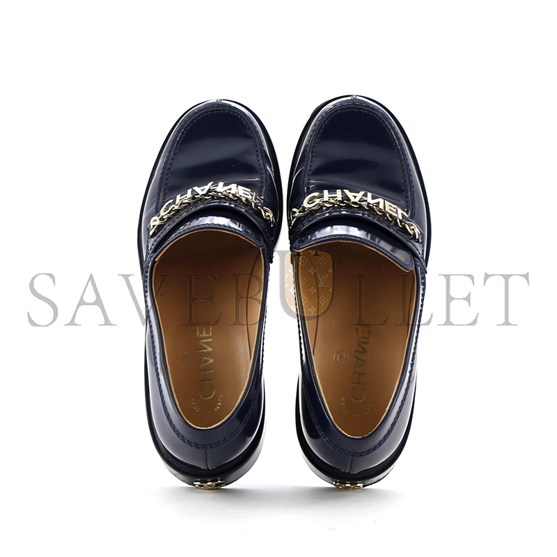 CHANEL WOMEN'S LOGO LOAFERS SHINY CALFSKIN G37430